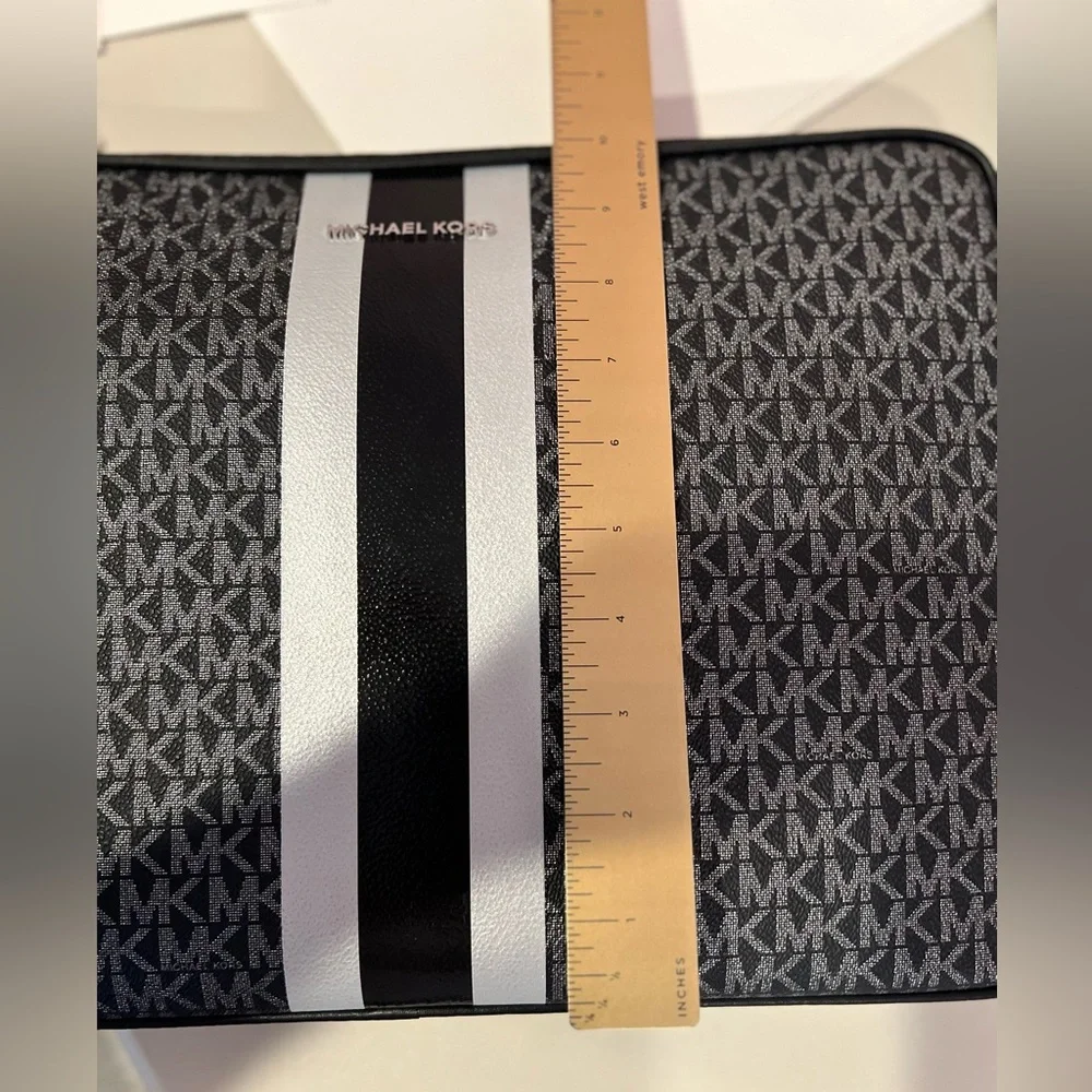 Michael Kors Black and Gray Laptop Bag with Signature MK Logo